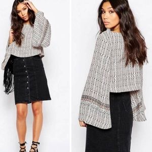 Free People Stars Aligned Boho Bell Sleeve Crop Top